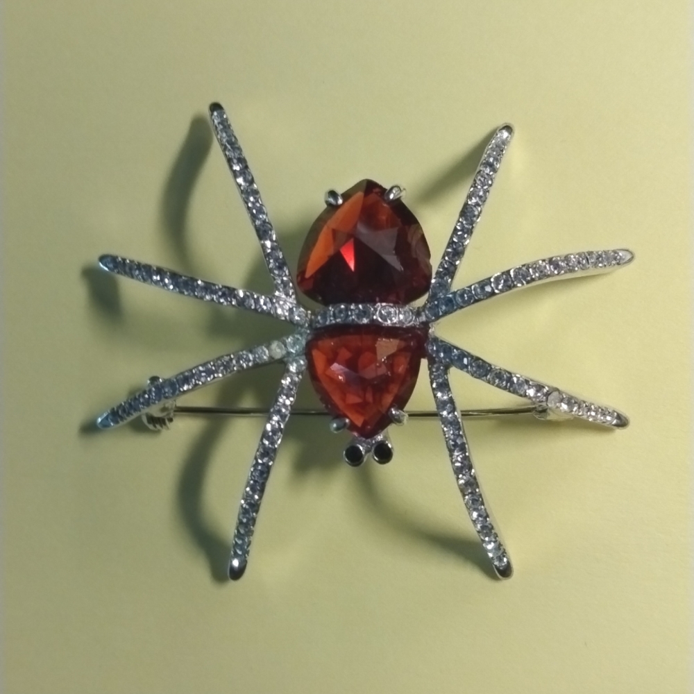 Vintage Rhinestone Spider Pin